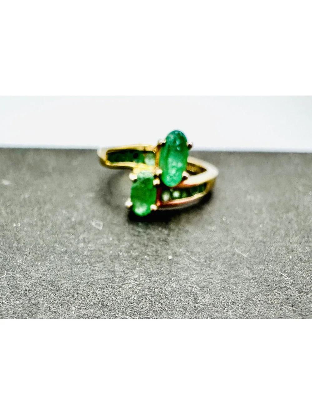 Gold plated sterling silver emerald ring; size 8 - Picture 2 of 8